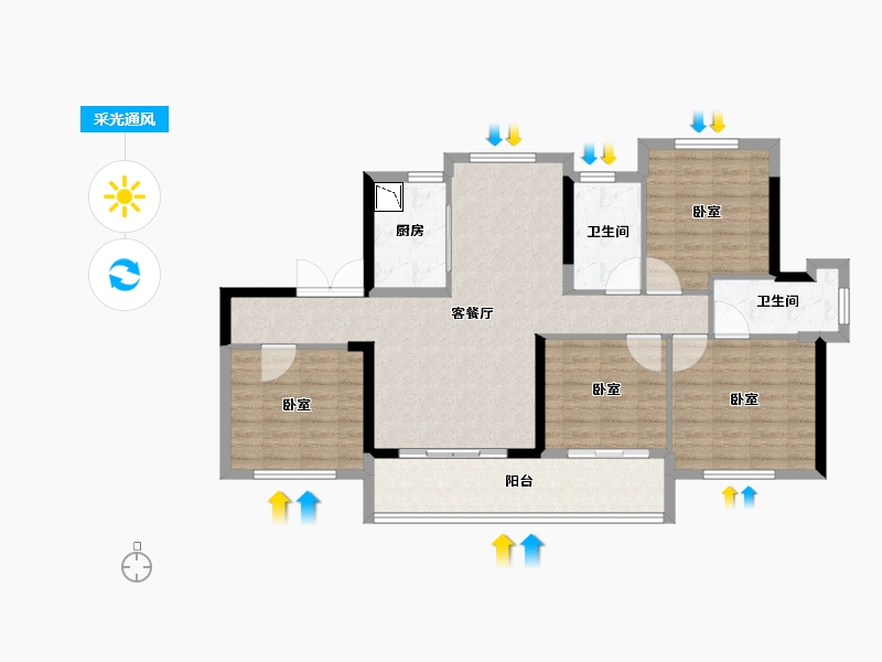 福建省-莆田市-皇庭美域·丹郡-102.00-户型库-采光通风