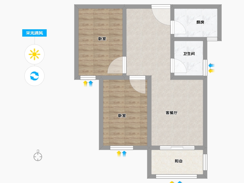 河南省-新乡市-新乡天宝华庭-62.00-户型库-采光通风