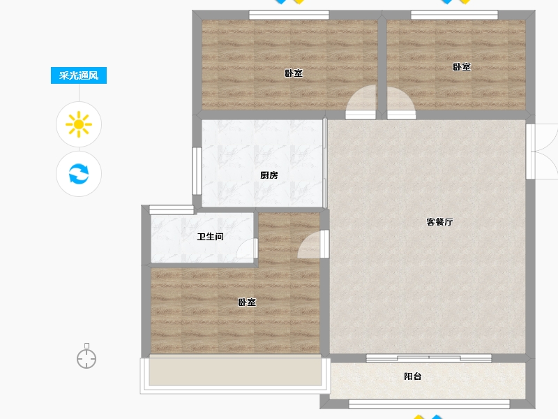 山东省-菏泽市-军威舜馨苑-85.14-户型库-采光通风