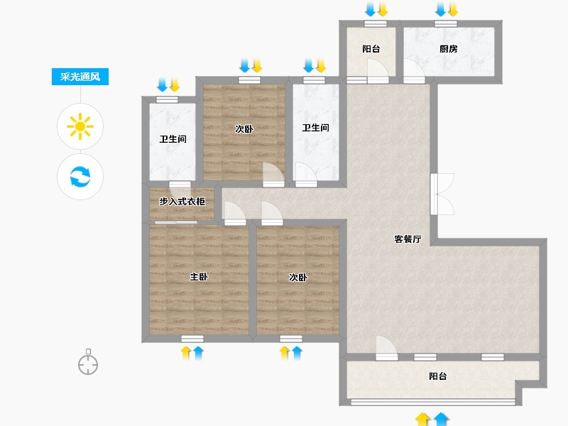 山东省-青岛市-盈创板桥华府-114.00-户型库-采光通风