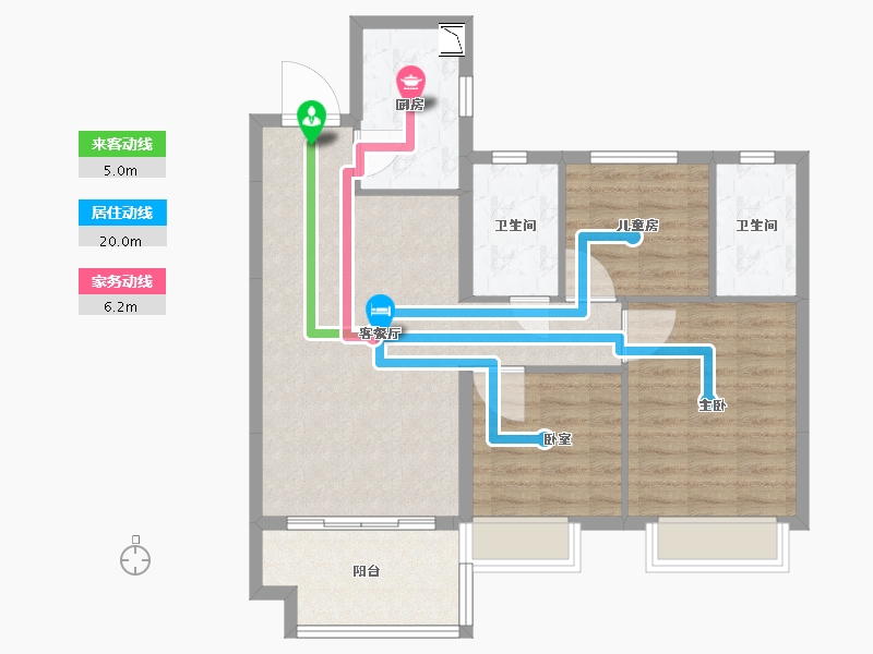 浙江省-绍兴市-金辉悠步观澜-84.98-户型库-动静线