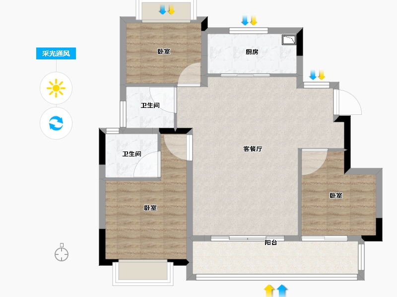 福建省-莆田市-三盛·中梁|璞悦风华-89.01-户型库-采光通风