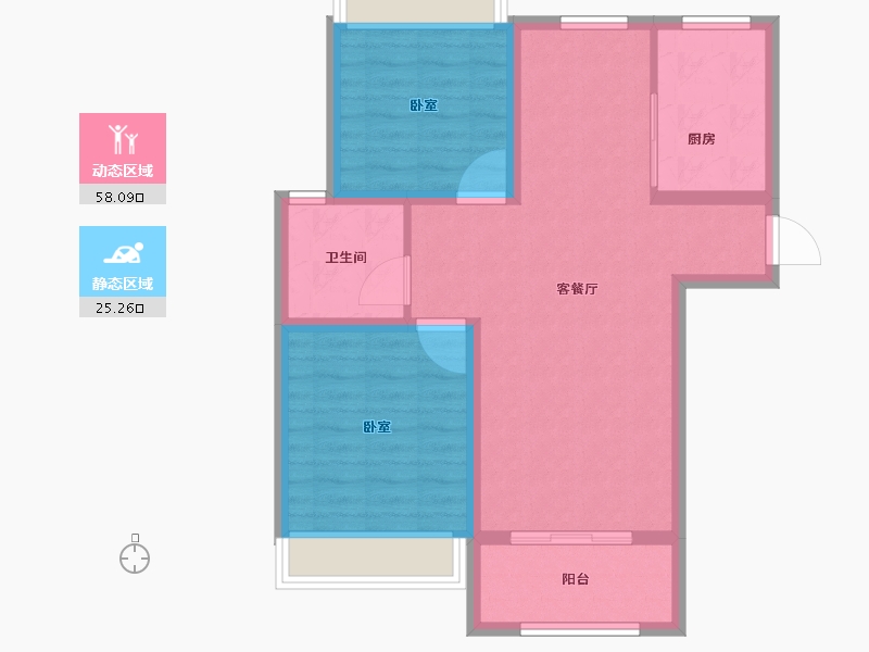 山东省-烟台市-万城澜郡-74.73-户型库-动静分区