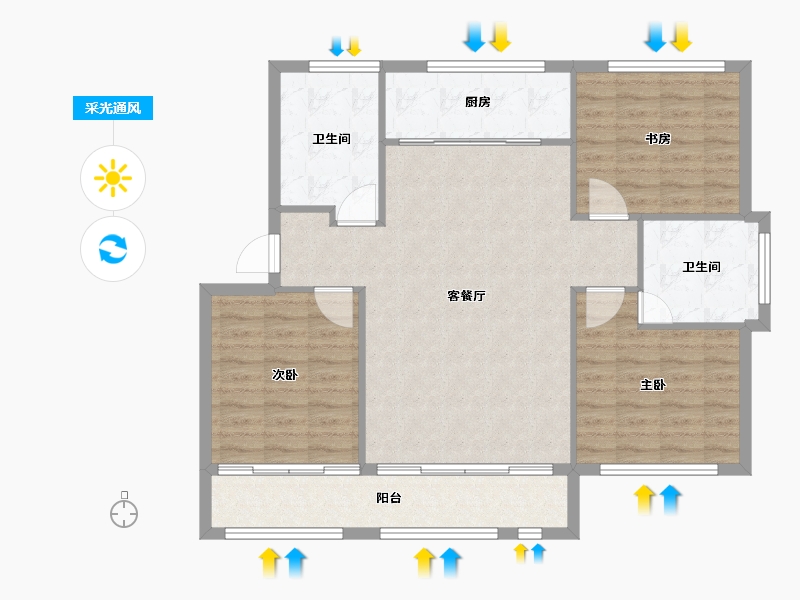 山东省-威海市-茂铭逸品学府-101.00-户型库-采光通风