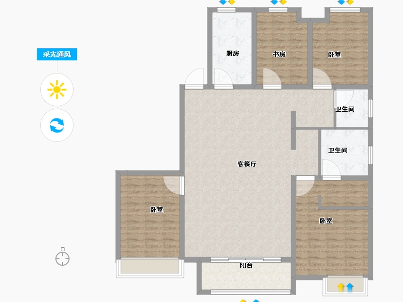 山东省-烟台市-国泰海韵华府-137.00-户型库-采光通风