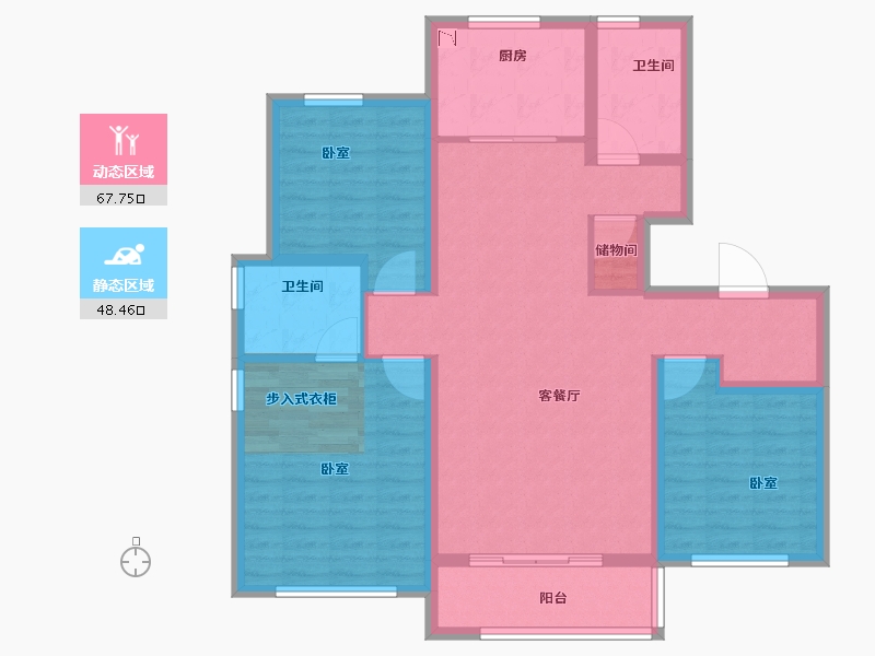 河南省-郑州市-融创空港宸院-104.00-户型库-动静分区