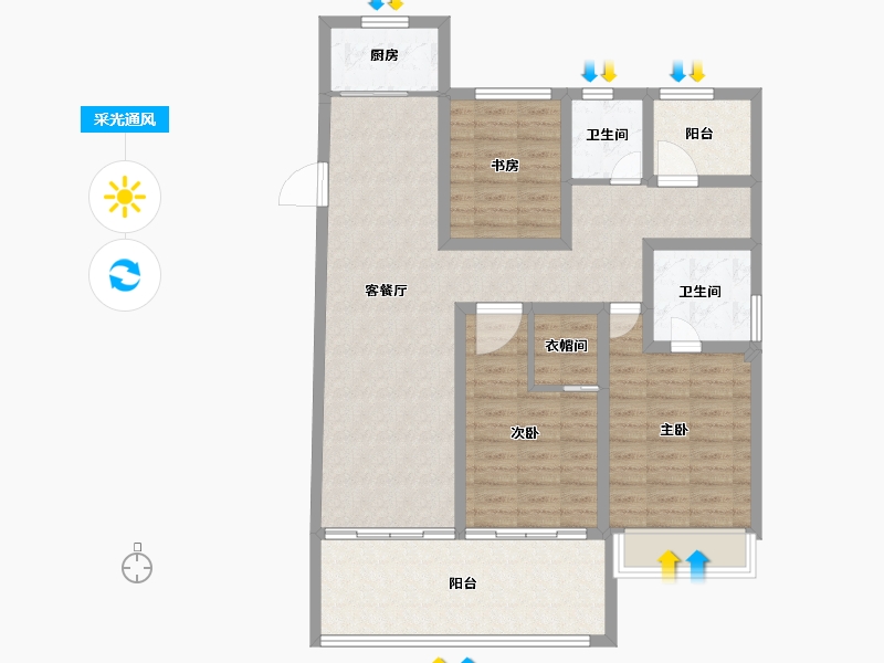 安徽省-宣城市-琥珀·新天地-100.22-户型库-采光通风