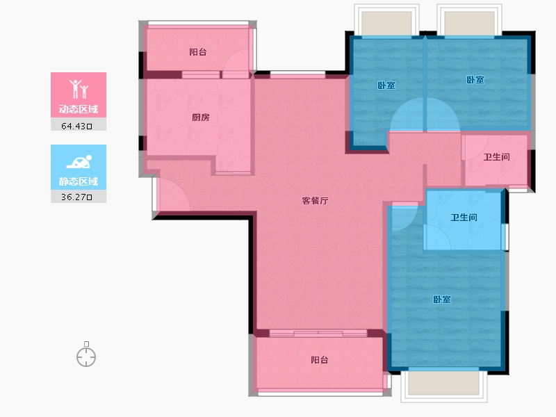 福建省-龙岩市-连城恒大悦澜湾-89.88-户型库-动静分区