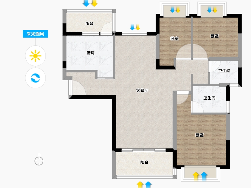 福建省-龙岩市-连城恒大悦澜湾-89.88-户型库-采光通风