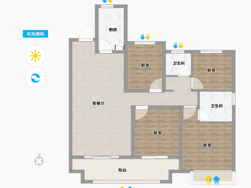 河南省-洛阳市-建业世悦府-107.99-户型库-采光通风