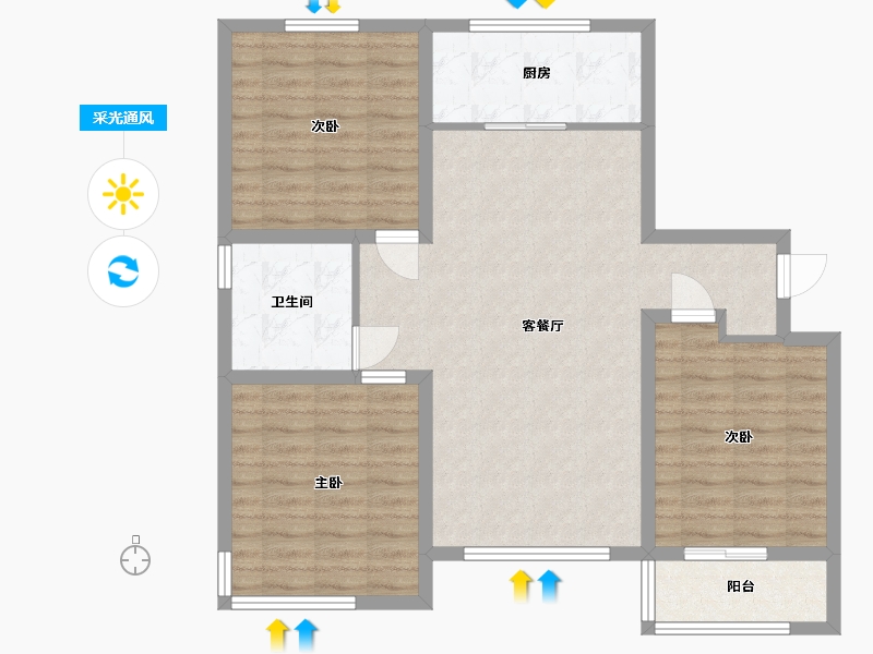 山东省-潍坊市-峡山·凤栖第-92.80-户型库-采光通风