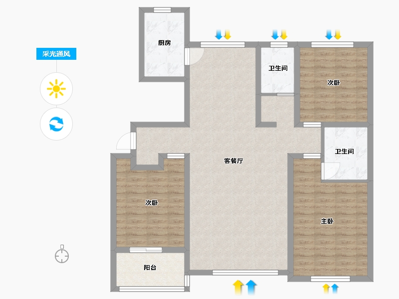 山东省-潍坊市-峡山·凤栖第-109.60-户型库-采光通风