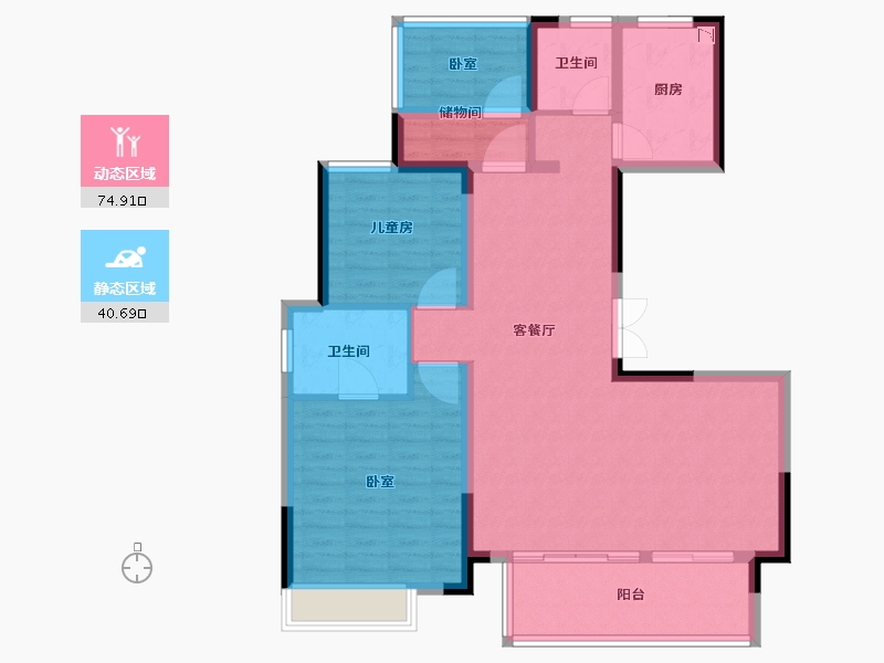 安徽省-合肥市-龙湖春江郦城-104.00-户型库-动静分区