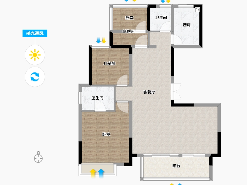 安徽省-合肥市-龙湖春江郦城-104.00-户型库-采光通风