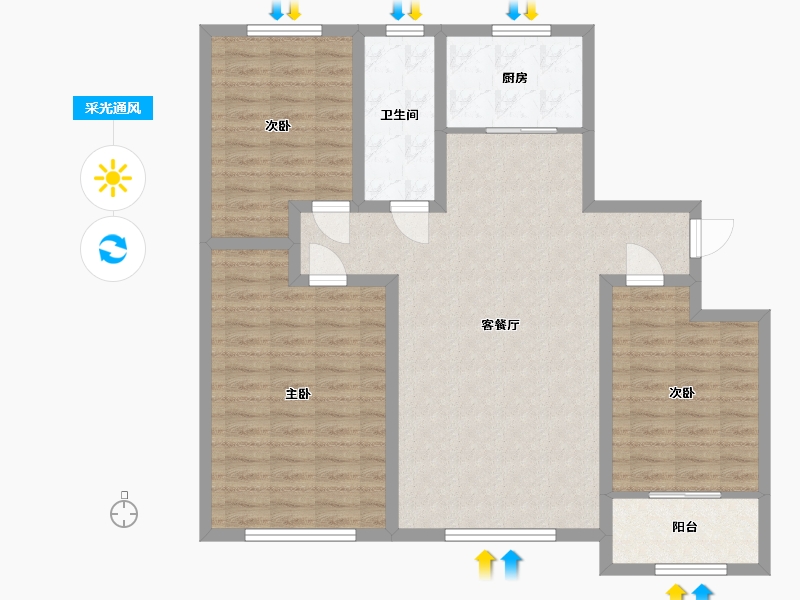 山东省-潍坊市-紫金园·世家别院-100.69-户型库-采光通风