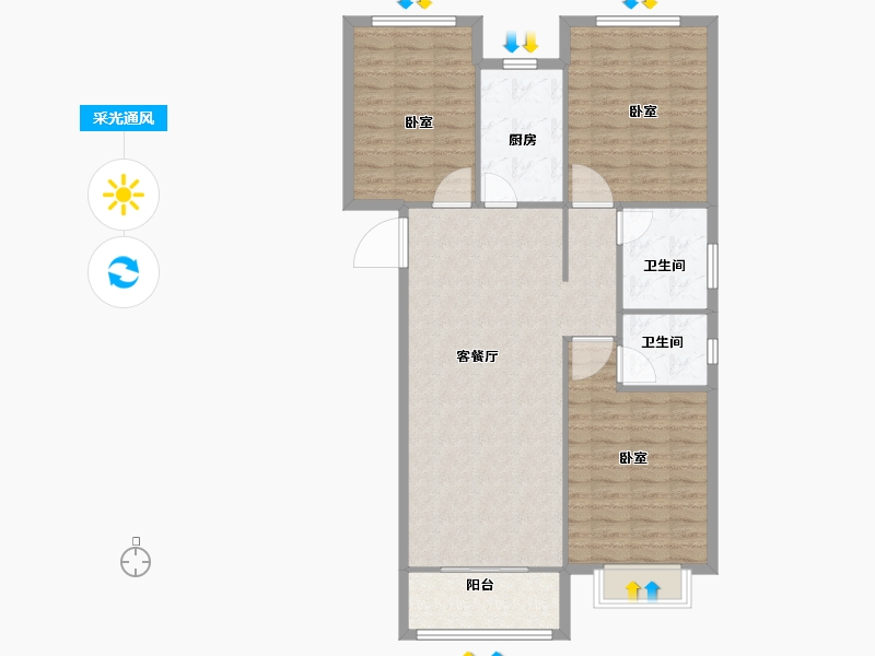 河南省-安阳市-锦尚天华-103.85-户型库-采光通风