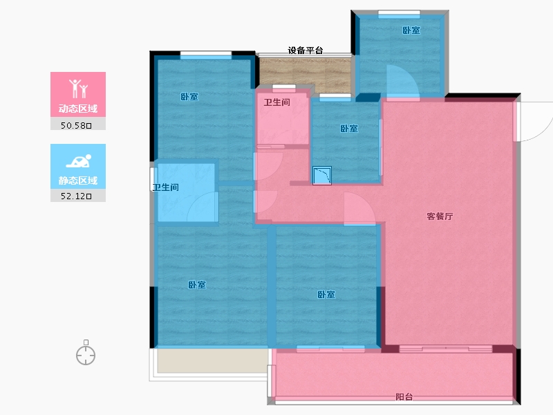 浙江省-绍兴市-金辉悠步观澜-95.00-户型库-动静分区