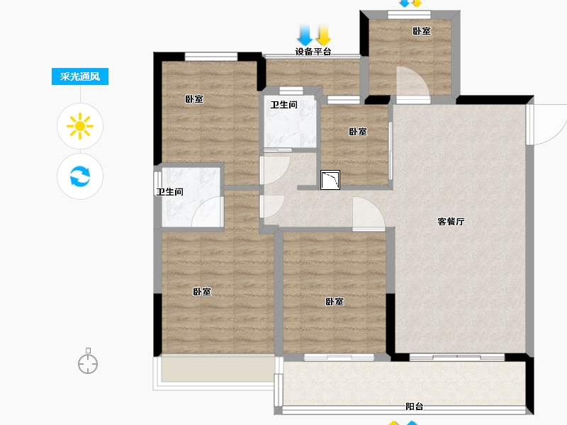 浙江省-绍兴市-金辉悠步观澜-95.00-户型库-采光通风