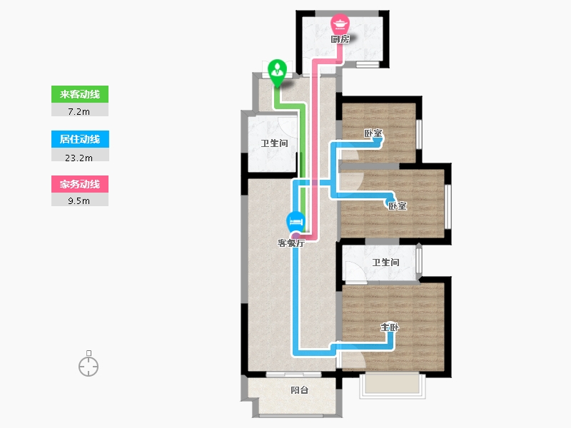 河南省-洛阳市-恒泰中心-88.83-户型库-动静线