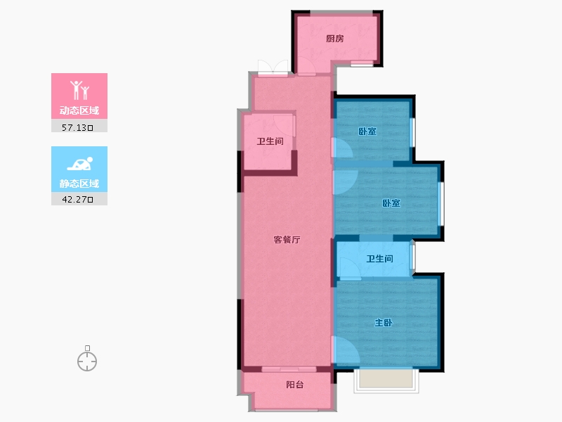 河南省-洛阳市-恒泰中心-88.83-户型库-动静分区