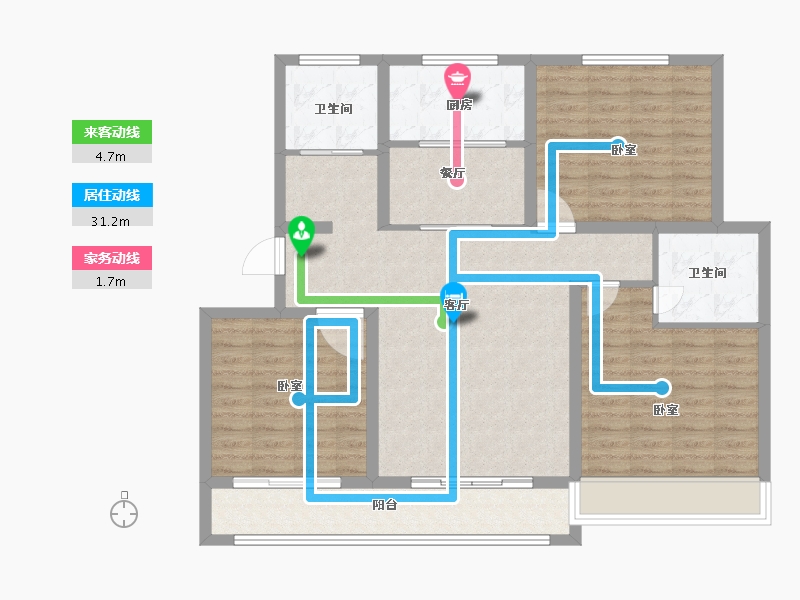 山东省-菏泽市-东明大洋福邸-107.00-户型库-动静线