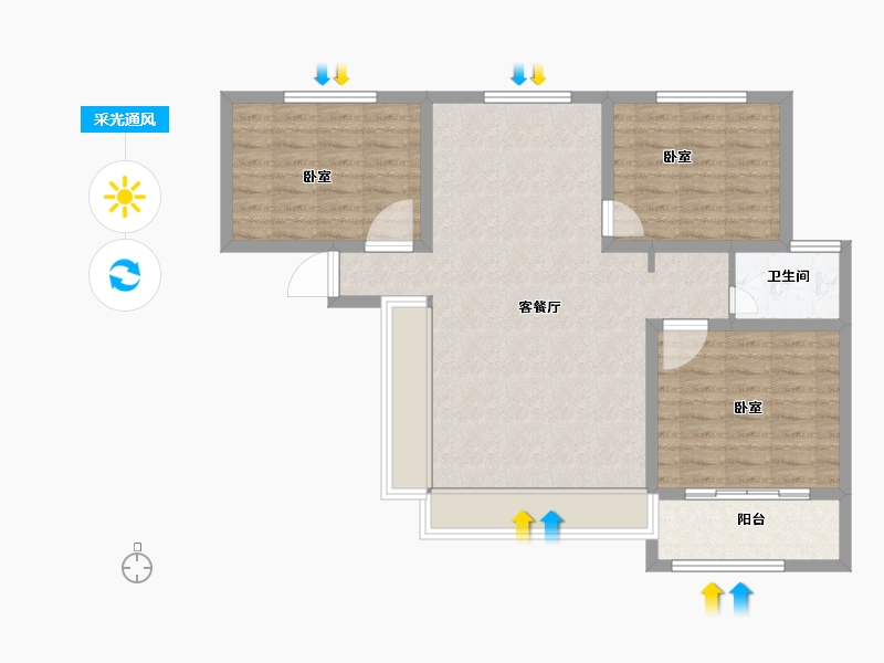 山东省-菏泽市-军威舜馨苑-82.00-户型库-采光通风