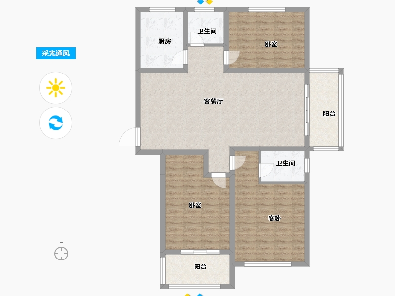 山东省-菏泽市-康地君佳-111.00-户型库-采光通风