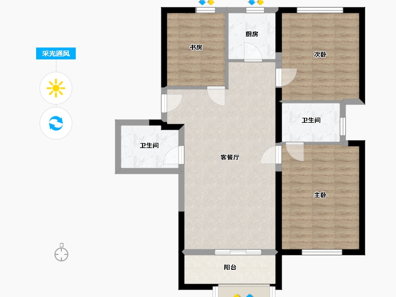 山东省-潍坊市-阳光100喜马拉雅-86.14-户型库-采光通风