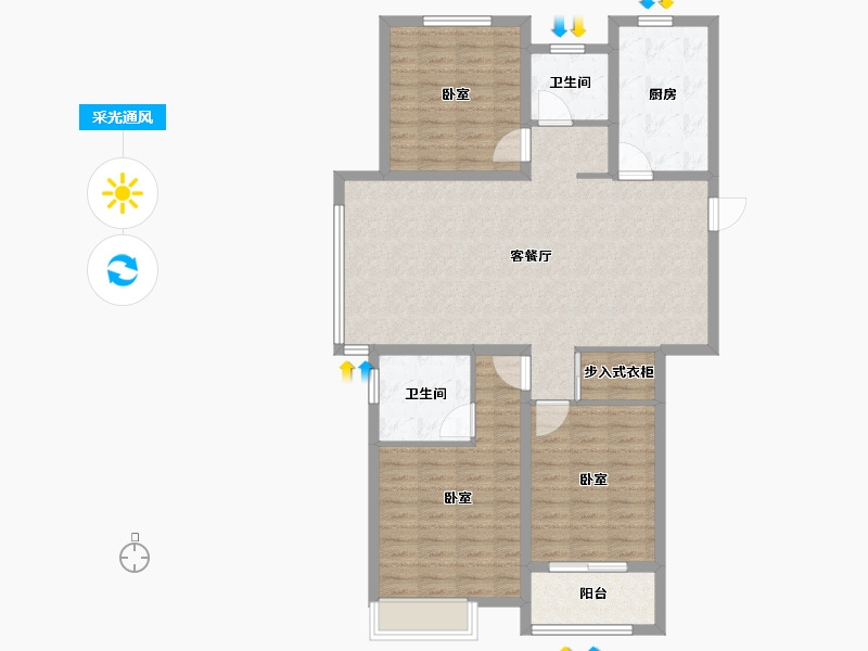 山东省-烟台市-国泰海韵华府-110.00-户型库-采光通风