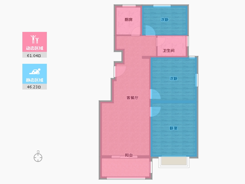 山东省-枣庄市-富翔庄园二期-96.54-户型库-动静分区