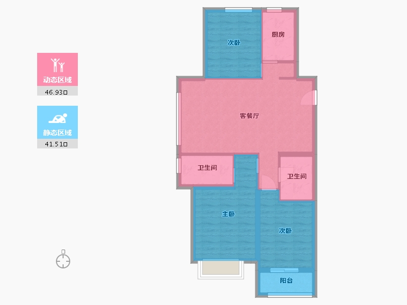 山东省-潍坊市-蓝城清风明月明月苑-79.31-户型库-动静分区