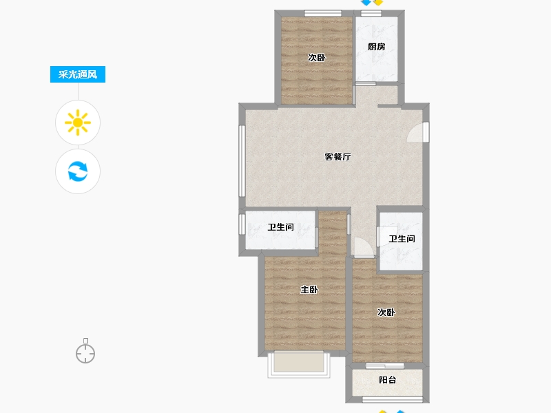 山东省-潍坊市-蓝城清风明月明月苑-79.31-户型库-采光通风