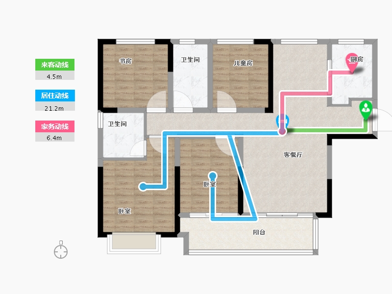 河南省-郑州市-金科博翠书院小镇-115.54-户型库-动静线