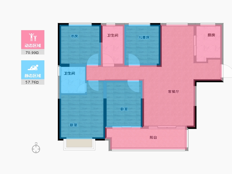 河南省-郑州市-金科博翠书院小镇-115.54-户型库-动静分区