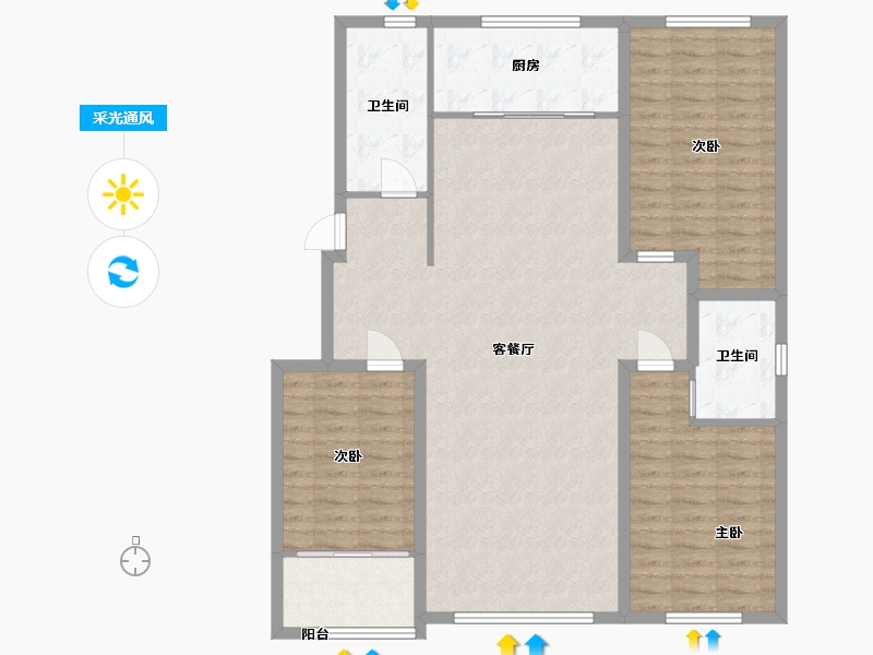 山东省-潍坊市-玉兰里-119.95-户型库-采光通风