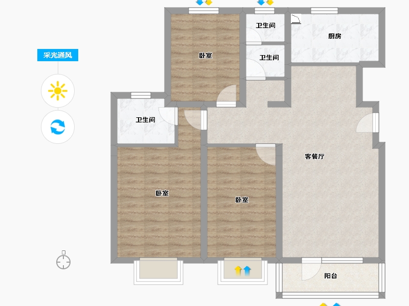 新疆维吾尔自治区-乌鲁木齐市-半山铭邸-91.44-户型库-采光通风