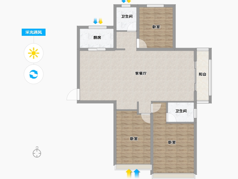 河南省-安阳市-新城国际三期-110.21-户型库-采光通风