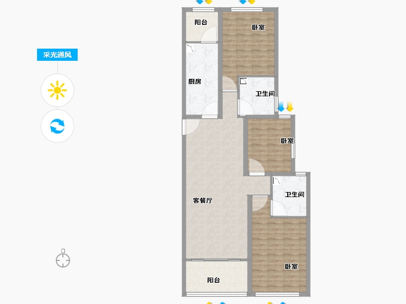 山东省-菏泽市-恒大绿洲-107.03-户型库-采光通风