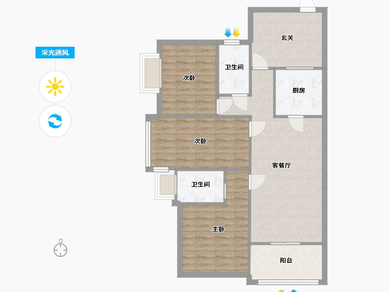 广东省-东莞市-新世纪上河居-90.97-户型库-采光通风