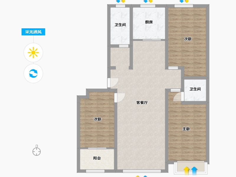 山东省-潍坊市-紫金园·世家别院-106.19-户型库-采光通风