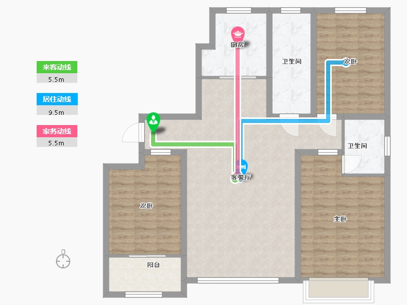 山东省-潍坊市-紫金园·世家别院-106.90-户型库-动静线