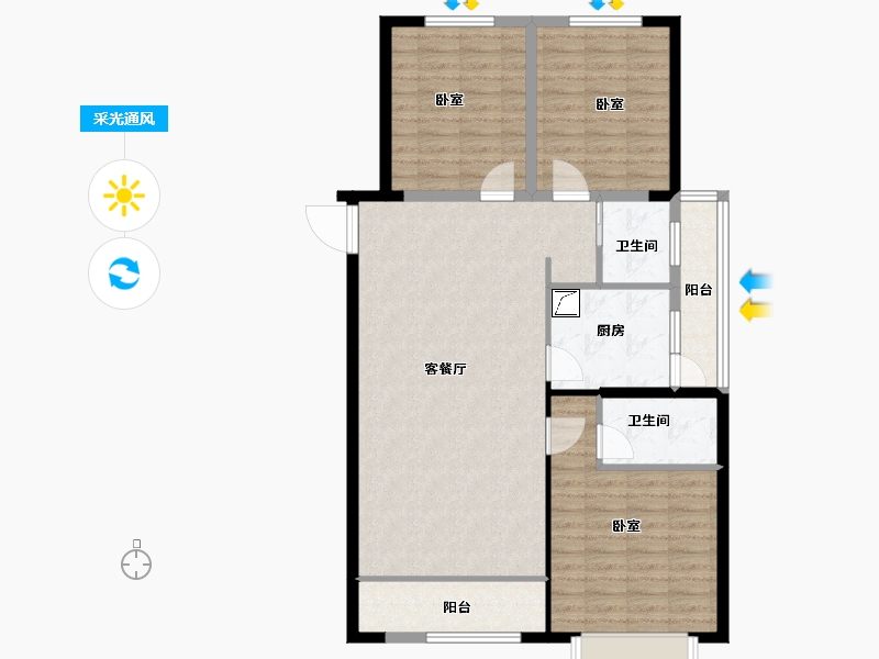 河南省-洛阳市-万富熙悦城-103.30-户型库-采光通风