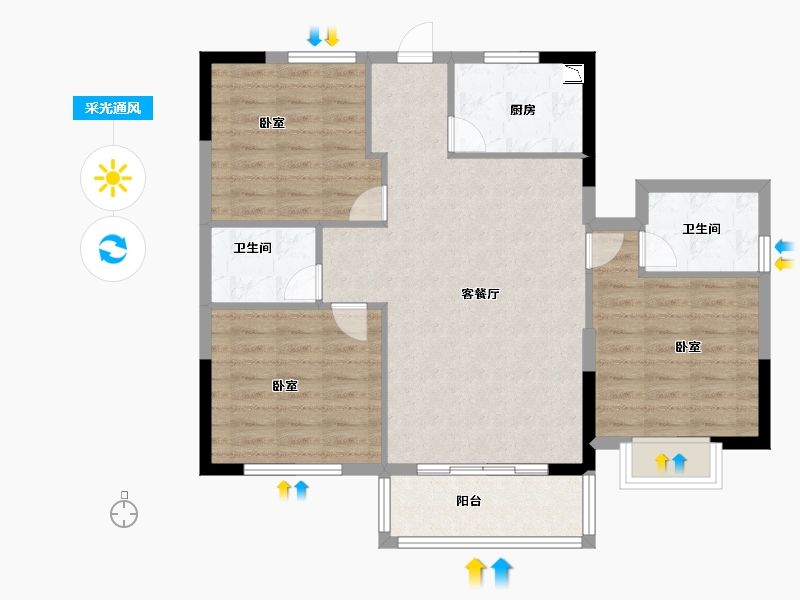 福建省-宁德市-屏南东湖公馆-86.00-户型库-采光通风