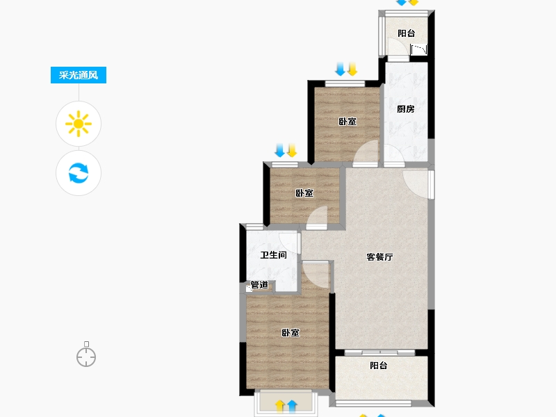 河南省-郑州市-郑东恒大文化旅游城-77.00-户型库-采光通风