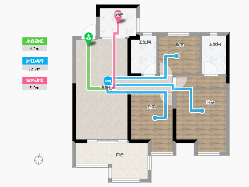 河南省-新乡市-蓝光雍锦王府-88.00-户型库-动静线