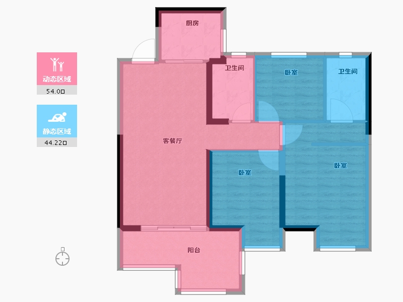 河南省-新乡市-蓝光雍锦王府-88.00-户型库-动静分区