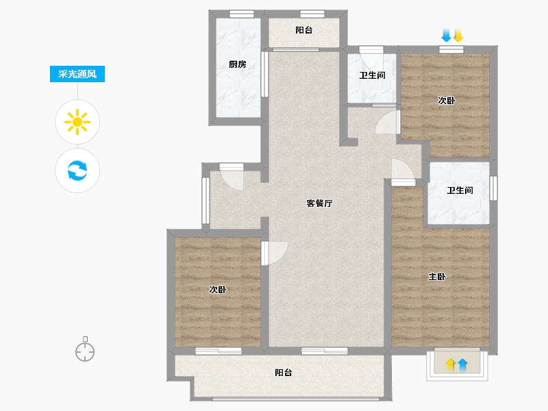 山东省-青岛市-银盛泰博观锦岸-96.00-户型库-采光通风