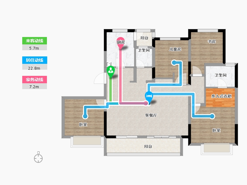 河南省-郑州市-金科博翠书院小镇-124.01-户型库-动静线