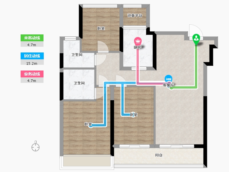 浙江省-舟山市-绿城兰园-91.55-户型库-动静线