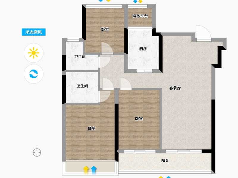 浙江省-舟山市-绿城兰园-91.55-户型库-采光通风